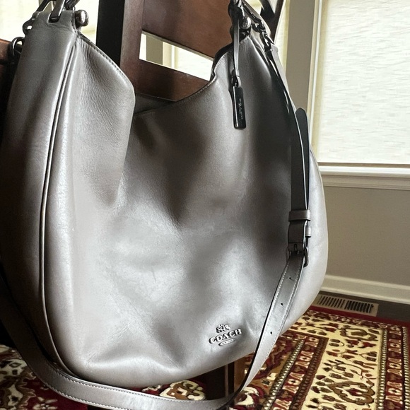 Coach Handbags - Coach Gray Nomad Hobo Bag with Metallic Finish